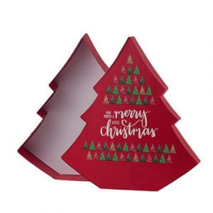 Red Christmas Tree Shape Box with Lid